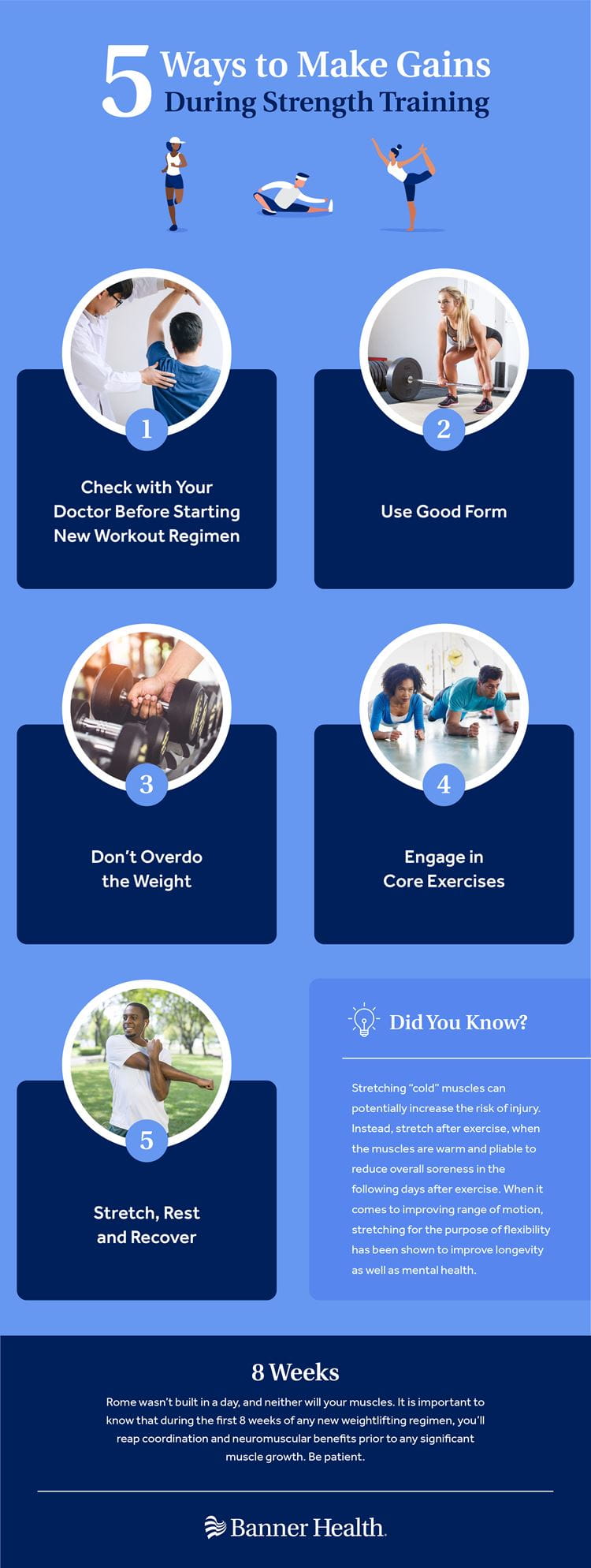 Infografía sobre 5 formas de ganar masa muscular