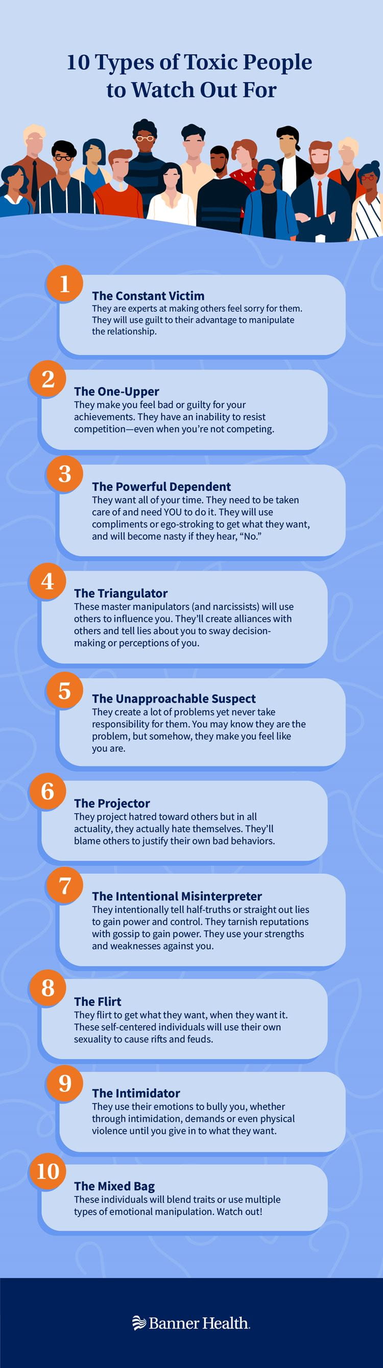 Infografía de señales de amigos tóxicos